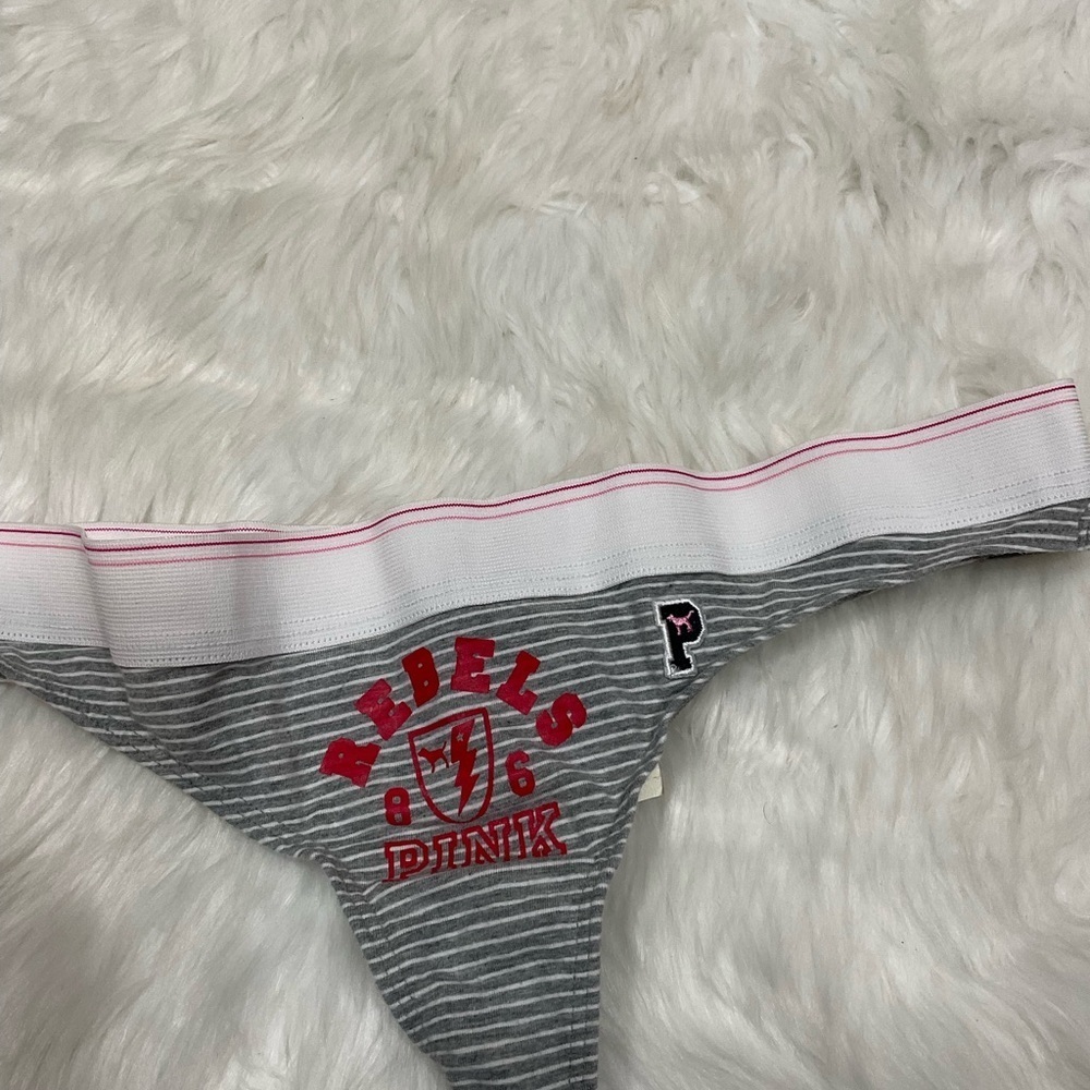 True Vintage Victoria Secret PINK "REBELS" Wide White Waistband Thong
